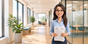 Friendly Office Presenter with Documents