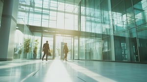 two-business-professionals-walking-through-modern-office-lobby